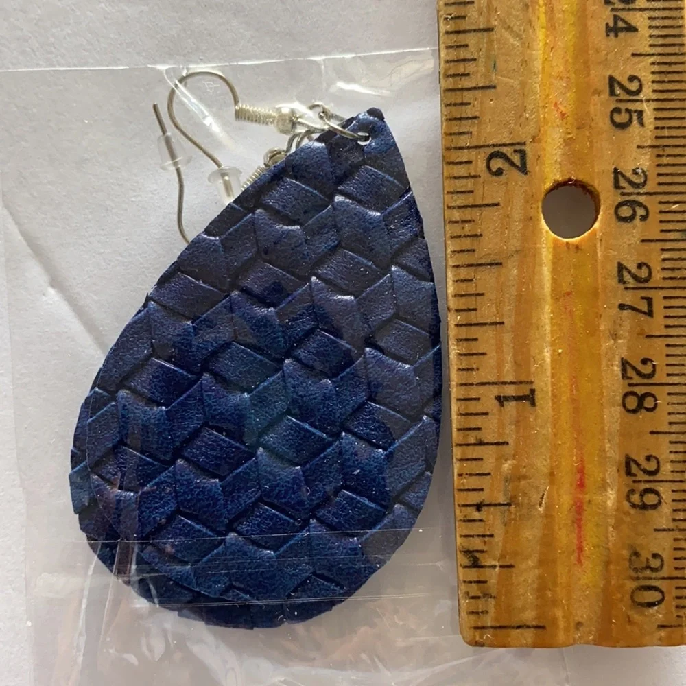 Navy Blue Teardrop Earrings Lightweight